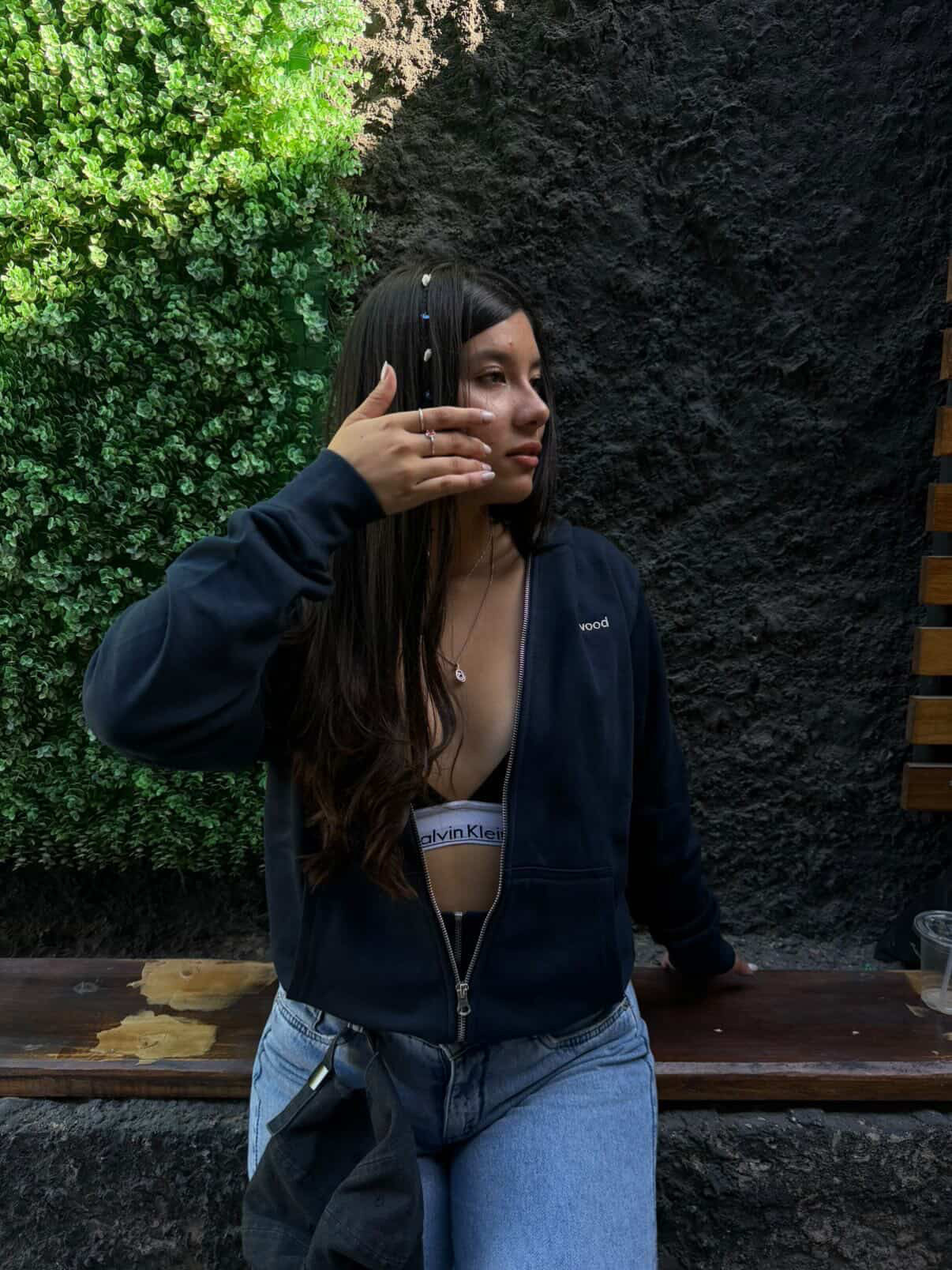 HOODIE CON CIERRE AZUL UNISEX