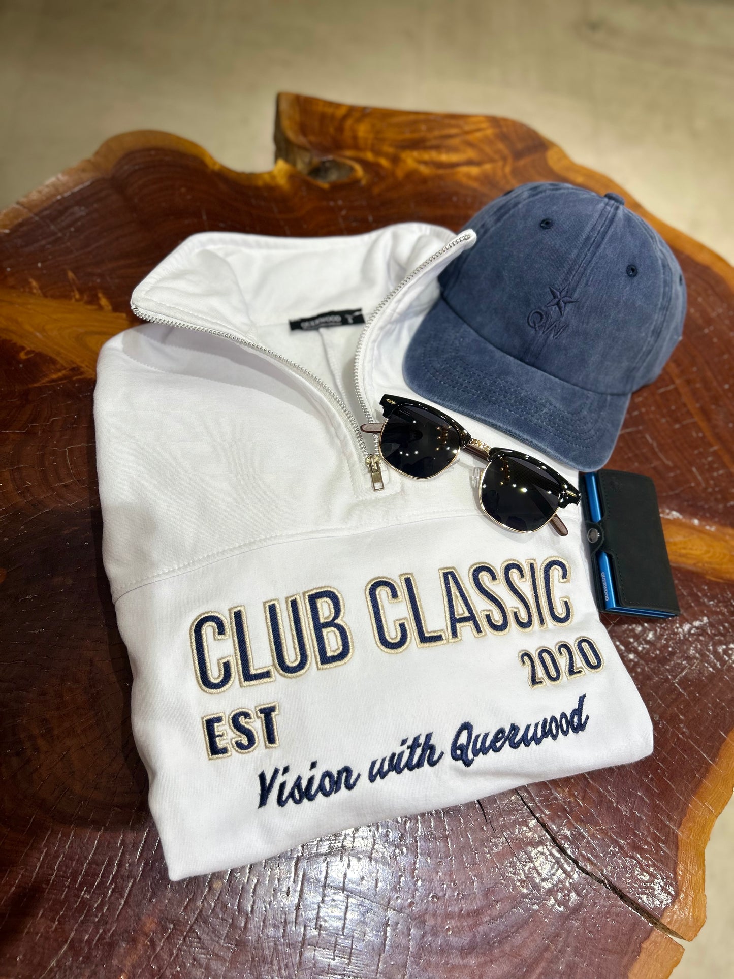 HOODIE MEDIO CIERRE CLUB CLASIC BLANCO