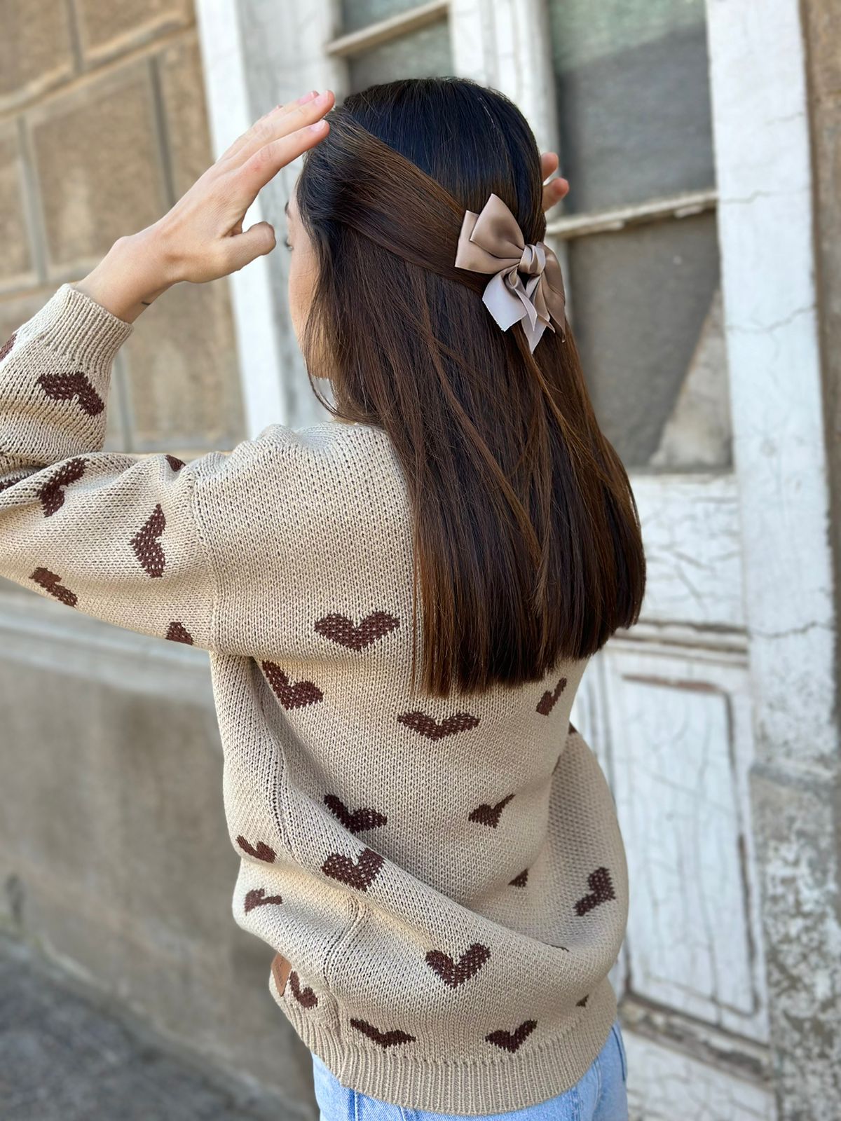 SWEATER COQUETTE BROWN HEARTS