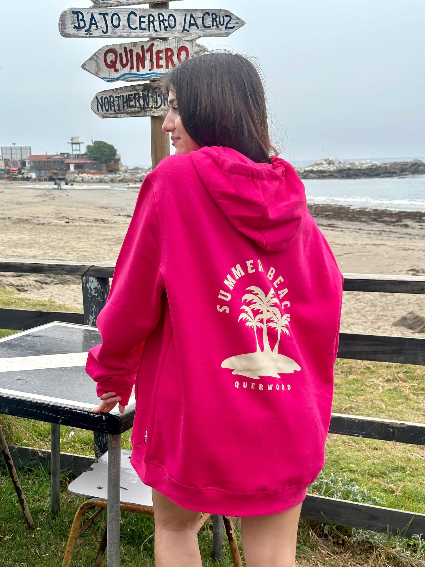 HOODIE SUMMER BEACH MAGENTA MUJER