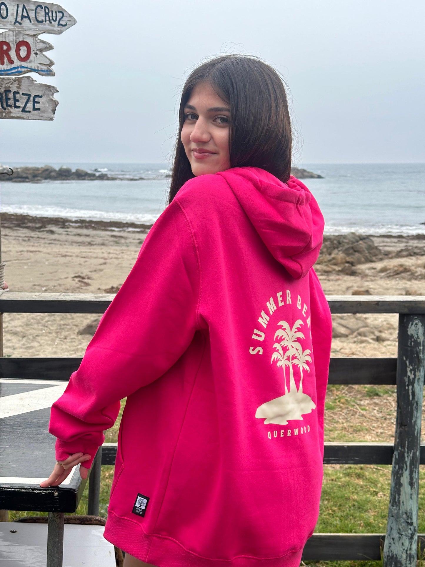 HOODIE SUMMER BEACH MAGENTA MUJER