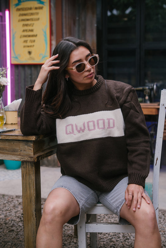 CHALECO QWOOD BROWN & PINK