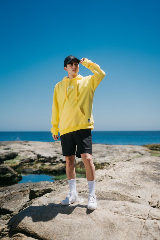 HOODIE YELLOW GOOD VIBES HOMBRE